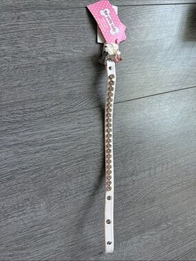 Rhinestone Embellished White Pet Collar
